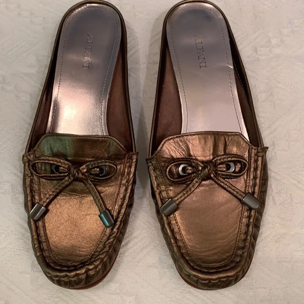 Alfani Leather Slide On Shoe Bronze color size 8 - Picture 1 of 7